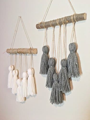 Tassel wall hanging tapestry, white or grey