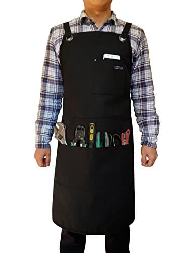 Lesihui Work Apron - Heavy Duty Waxed Canvas(Black) - Tool Apron Utility Workshop Apron for Men And Women