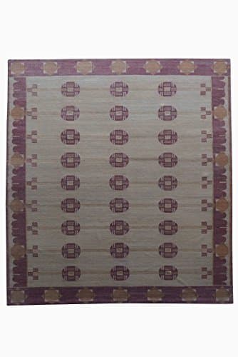 Patchwork Modern Nepalese Handmade Area Rug 8' X 10' Hand Knotted Nepali Carpet 8 Feet By 10 Feet Beige 100 Knot Wool and Silk Nepali Rug