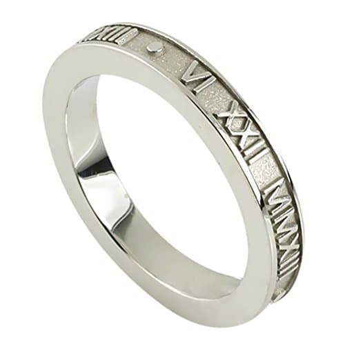 Solid 10k Gold Personalized Stackable 3mm Roman Numeral Ring