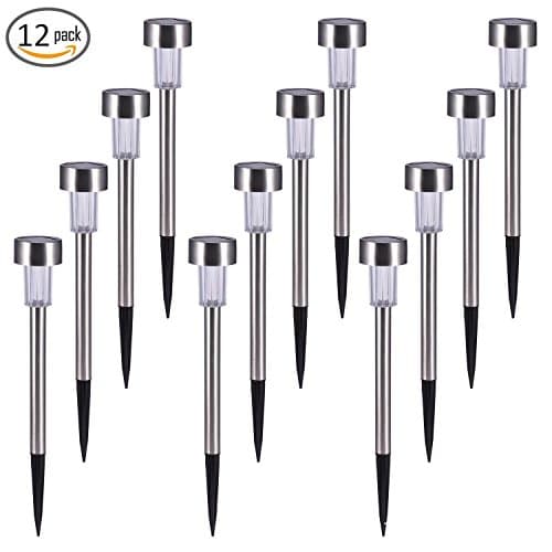 TMOcom Solar Path Lights LED Solar Security Lights Fixtures Waterproof Outdoor Ground Lights Garden Patio Lights for Landscape Yard Driveway Lawn,12 Pcs(White)