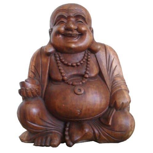 Laughing Buddha Statue - 12cm - Dark Wood