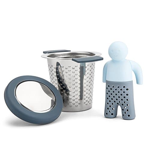 Tea Infuser - Tea Strainer - Tea Steeper - Professionally Polished Easy to Clean Stainless Steel Loose Tea Infuser with Mr. Tea - Herbal Tea Filter with Cover and Silicone Handles by Opul