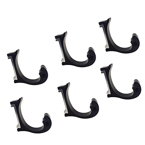 Single Wall Hook, Aluminum Coat Robe Towel Hat Hooks/Hangers, 6 Pack, Black (Dolphin Shape)