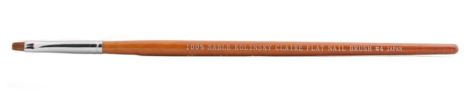 Creme 100% sable kolinsky claire flat nail brush #4