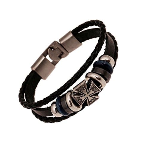 LeVon Designs Handmade Braided Multi-Strand Bracelet (Iron Cross)