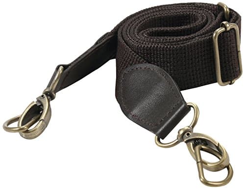 byhands Brown Webbing Cross Bag Strap with Genuine Leather Tab (44-1421)