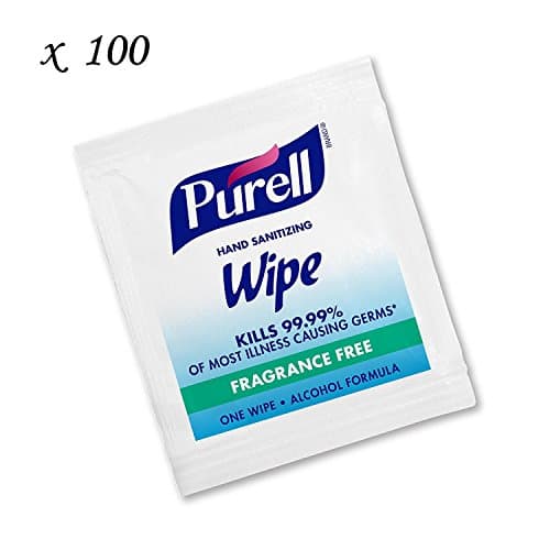 LOT: 100 Individually Wrapped Purell Sanitizing Hand Wipes