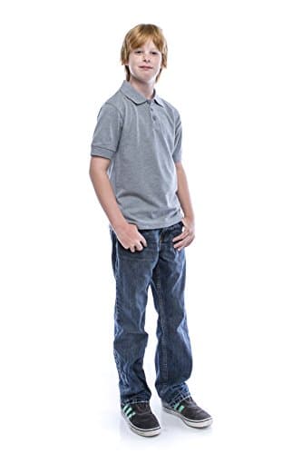 ALL Polo Big Boy's Short Sleeve 3 Button Plain Polo Shirts for Boys, Size 18, Heather Grey