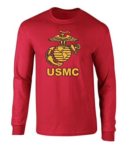 US Marines USMC Eagle Graphic Long Sleeve Officially Licensed T Shirt Red Extra Large