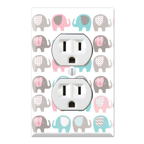 Graphics Wallplates - Elephant Nursery - Duplex Outlet Wall Plate Cover