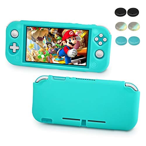 Protective Case for Nintendo Switch Lite, Younikoo Comfortable Soft Silicone Grip Cover with Ergonomic Shock-Absorption and Anti-Scratch Design for 2019 Nintendo Switch Lite (Blue) (Turquoise)