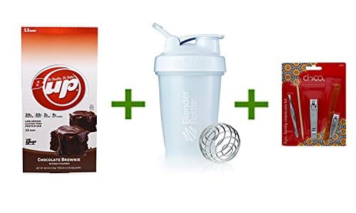 YUP, B Up Protrien Bar, Chocolate Brownie, 12 Bars, 2.2 oz (62 g) Each, Shaker Bottle Assorted Colors 20 oz