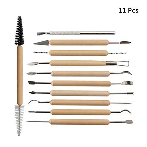 Tuipong 11 Pieces Carving Tools Double Sided Sculpting Tool Pottery Tools Wood Hand Tool Kits for Both Beginners Professional Art Craft Gift Set