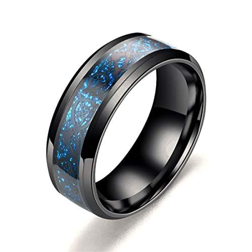 KWUNCCI 8mm Celtic Dragon Pattern Titanium Stainless Steel Wedding Ring for Men Boys(9)