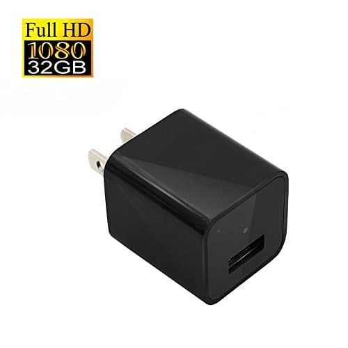 Mofek USB Wall Charger Mini Camera HD 1080P Adapter Wall Camera Charger with 32GB Internal Memory