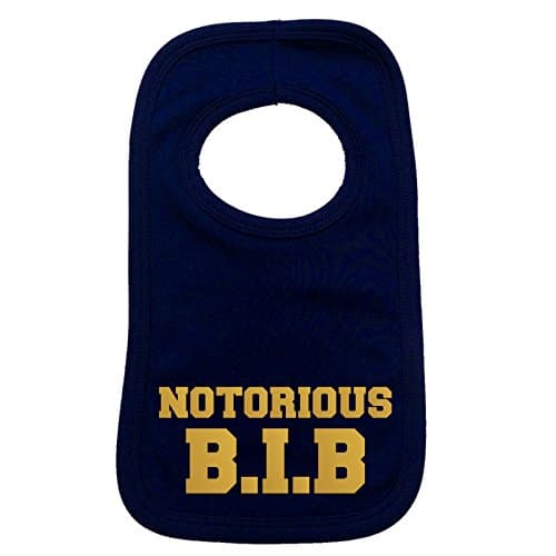 NOTORIOUS BIB PULLOVER BABY BIBS – Doubled Layered - (Navy Blue) - 100% Cotton Baby Newborn big hip hop old skool cool Toddler Perfect Gear Clothing Boy Girl Mum Dad Mummy Daddy Grow Gift Custom Present Birthday Christening play toy Cute – Machine Washable– by 123t