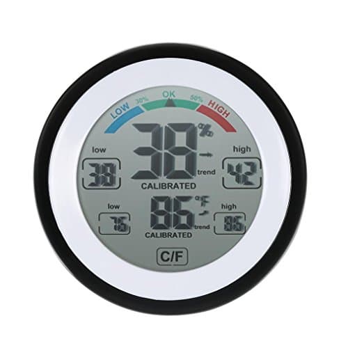 Home Digital Hygrometer Thermometer ,Screen Control Thermometer Round Home Digital Hygrometer Indoor Humidity For Home, Car, Office, Greenhouse, Babyroom (Black)