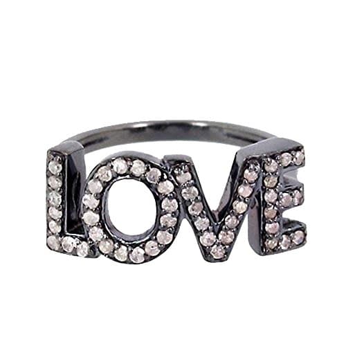 Fine 925 Sterling Silver LOVE U Ring Diamond Pave Proposal Handmade Jewelry US 7