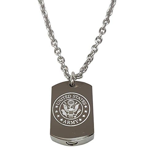 US Army - Engraved Dog Tag Urn Pendant Necklace - Solid Stainless Steel - Hung on a Matching Chain (18)