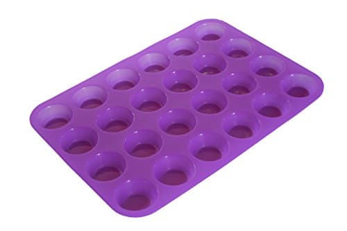 Mini Muffin Pan, 24 Cup Baking Mold Shapes, Non-stick Premium Food Grade Silicone for Small Cupcakes Muffins and Quiches and Many Other Uses, Bakeware by Happy Cook