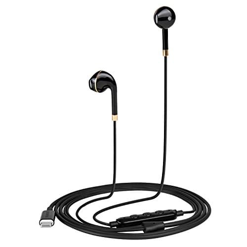 GOODBONG Headphones/Earbuds Compatible with iPhone7,7Plus,8,8 Plus,iPhoneX/XS/XS Max/XR,Stereo Sound by Bluetooth in Earbuds and Built-in Mic and Volume Control,Wired Charging Bluetooth(Black)