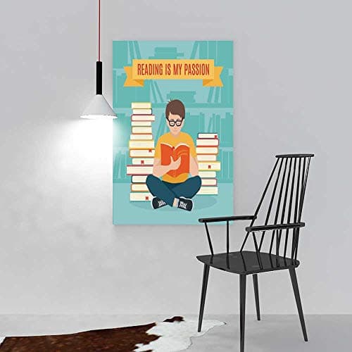 SOCOMIMI Modern Wall Art Decor Frameless Young Man Sitting Read his Favorite Book Education School Study Home Print Decor Living Room W16 x H24