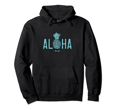 Unisex Aloha Pineapple Pullover Hoodie XL: Black