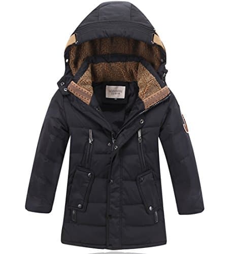Big Boys’ Hooded Down Coat Mid-Long Winter Puffer Jacket for Kids