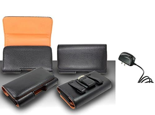 Pouch Case For LG G3 - Premium Classic Black Pebble Texture Leather Design Horizontal Leather Belt Case Clip Holster Pouch Cover Case (Fit for Single Phone With Thin Case or Back Cover Together) + Travel (Wall) Charger