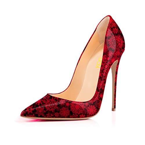 YCG Women's High Heels Pumps Cow Pattern Printing Slip on Shoes