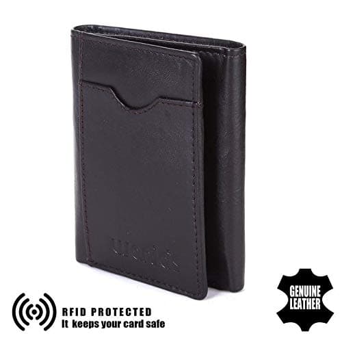 Wanias Men’s RFID Blocking Trifold Wallet Formal Slim Wallet Genuine Leather Stylish Wallet for Men