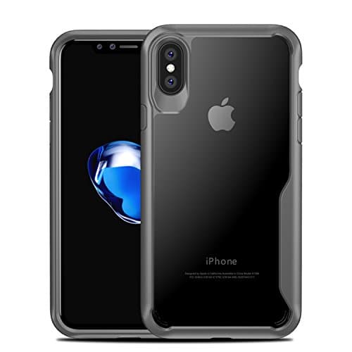 xCases Clear Bumper iPhone X Case - Apple iPhone 10 Hybrid TPU Cushion Case - Drop Protection Scratch Resistant Bumper Cases - Space Gray