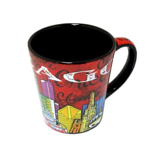 Chicago Red Painted Skyline Ceramic Latte Mug - 12 oz.