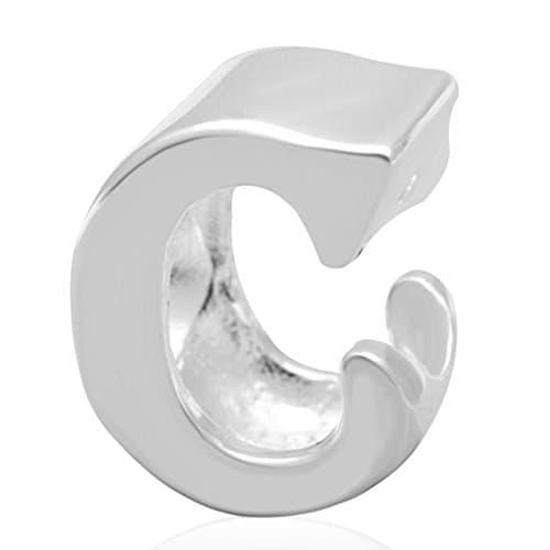 Choruslove A-z Initial Letter C Charm Authentic 925 Sterling Silver Alphabet Beads for 3mm European Snake Chain Bracelets
