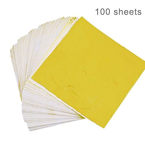 Comfun 100 Sheets Imitation Gold Foil Paper Gold Leaf for Gilding Crafting, Frames, Art, Crafts Decoration
