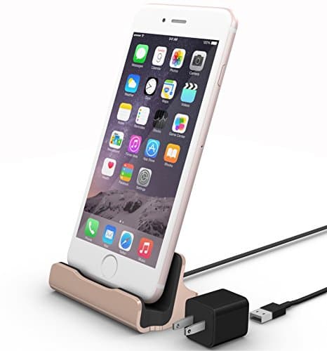 iPhone Charging Dock Kit by La Zuzzi, (Rose Gold), Includes Adapter &amp; Lightning Cable, Docking Station For iPhone 7/7 Plus, iPhone 6/6S/6 Plus, iPhone 5/5S, iPod Touch 5, Apple Accessories Collection!