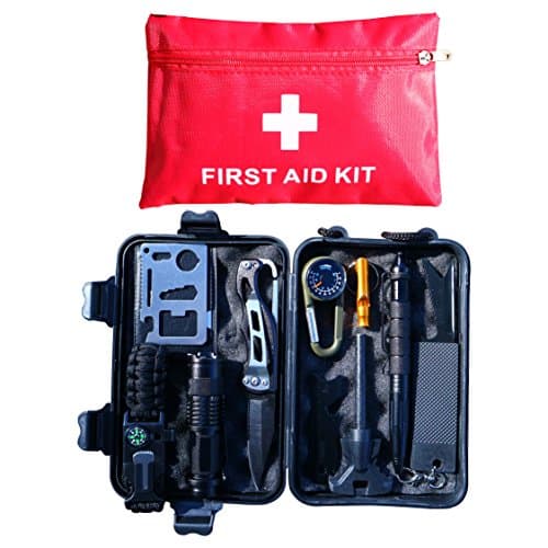 Elite Four Emergency Survival Kit 10-in-1 with First Aid Kit, Multi-Tools for Camping/Climbing/Hiking/Traveling