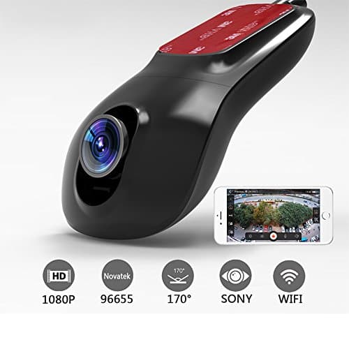 1080P HD Mini Car Wifi Hidden DVR Camera Dash Cam Video Recorder Dual Lens DVR App 170 Degree Wide Angle Loop Recording with Night Vision G-Sensor Suport Android IOS system