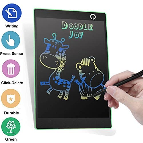 10 Inch LCD Writing Tablet Colorful Message Board Graphic Electronic Drawing and Writing Tablet for Kids and Adults Digital Handwriting Pads/Mouser Pad Back Screen Lock 70000 Erase Time(green&PU Case)