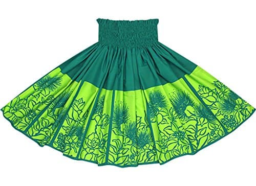Custom orders (30 in; 4 elastic bands) hula dance; Green pau skirt Lehua pattern 2525GNLG