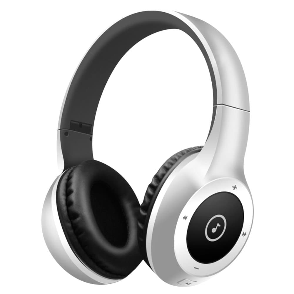 Wireless Bluetooth Headsets, BODECIN Skin Friendly Leather 3D Over-ear Stereo Sound Sport Bluetooth 4.1 Headphones for iPhone/iPad/Android Build in Mic Support TF Card (Silver)