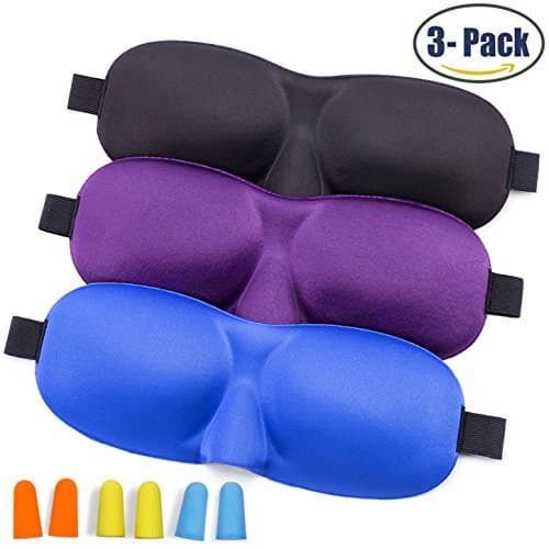 Sleep Mask, Lightweight & Comfortable Super Soft 3D Contoured Eye Mask for Women & Men, 3 Pack, Sleeping Mask for Travel, Shift Work, Nap, Night Blindfold Eyeshade with Adjustable Strap