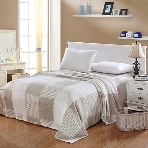 Camesa Micro Fleece Squares, Beige and White, (King Size)