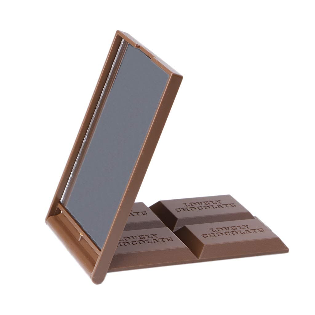 Tandou Cute Chocolate Cookie Shaped Square Pocket Mirror Mini Foldable Makeup Mirror