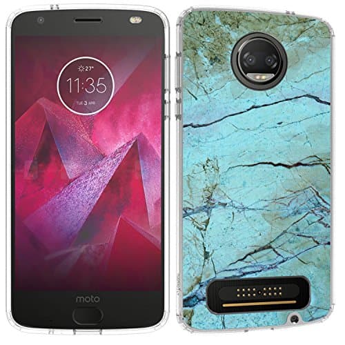 Moto Z2 Force Case, Nuomaofly [Creative Scratch Resistant] Ultra Slim Soft TPU Bumper + Hard Clear Marble Print Back Cover Hybrid Case for Motorola Moto Z2 Force (Purple)