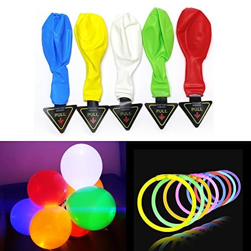 Glowing Balloons 20 Pack - LED Balloons Bundle with 20 Glowstick Bracelets