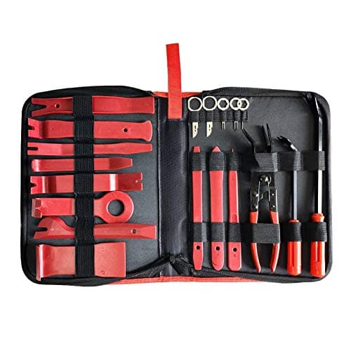 CNIKESIN 19pcs Car Door Panel Trim Removal Tool for Installation and Remover Strong Nylon Pry Tool Kit (red)