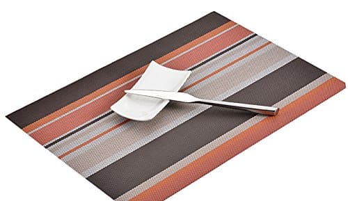 Simple Straipe Platemat Anti-slip Mat Insulation Mat Table Mat PVC Set of 4 (orange)
