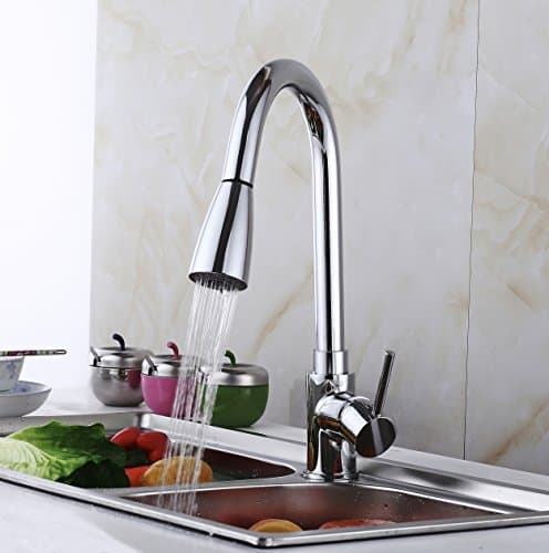 Taume Modern Single Handle High Arc Pull Out Spray Kitchen Sink Faucet,Chrome Finish